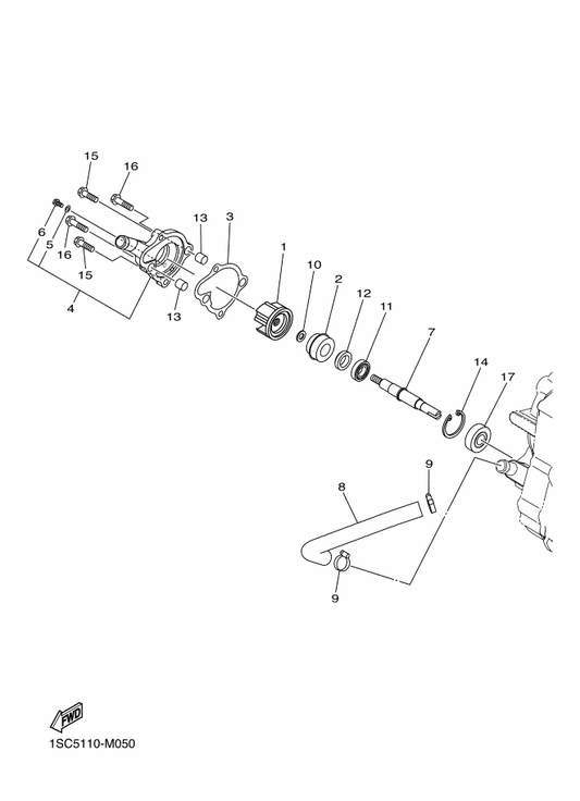 Yamaha 1SC-E2623-00 Bolt — shown on the Water Pump parts diagram