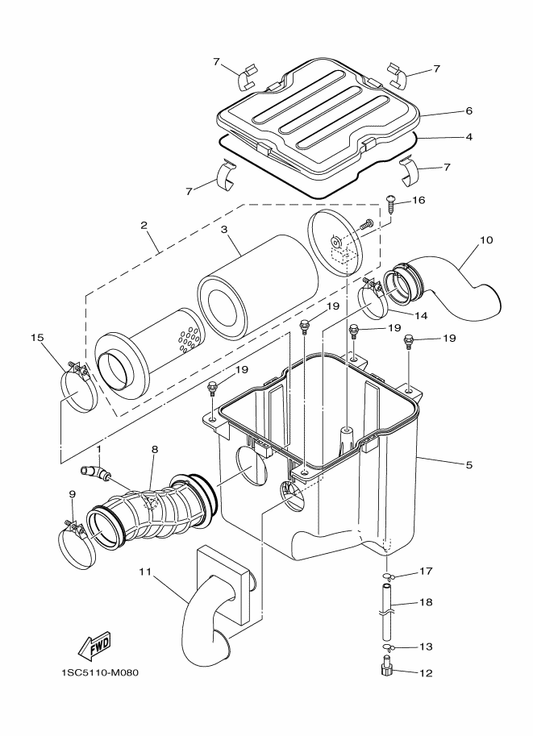Yamaha 1SC-E4456-00 Band — shown on the Intake parts diagram