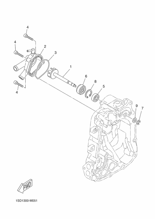 Yamaha 90201-08X27 Washer, Plate — shown on the Water Pump parts diagram