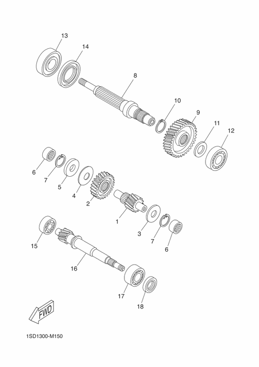 Yamaha 1SD-E7421-00 Axle, Drive — shown on the Transmission parts diagram