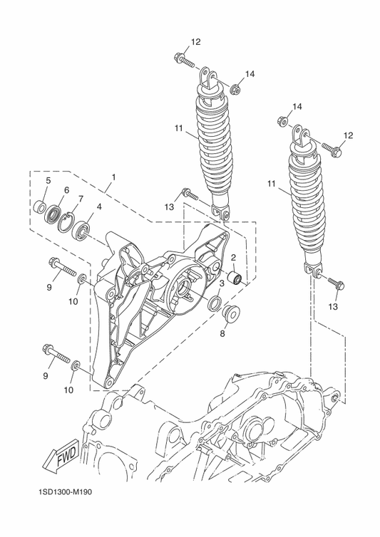 Yamaha 90387-15X19 . Collar — shown on the Rear Arm & Suspension parts diagram