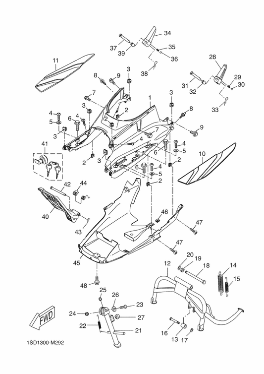 Yamaha 90506-40002 Spring, Tension — shown on the Stand & Footrest parts diagram