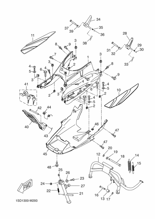 Yamaha 90387-10X09 Collar — shown on the Stand & Footrest parts diagram