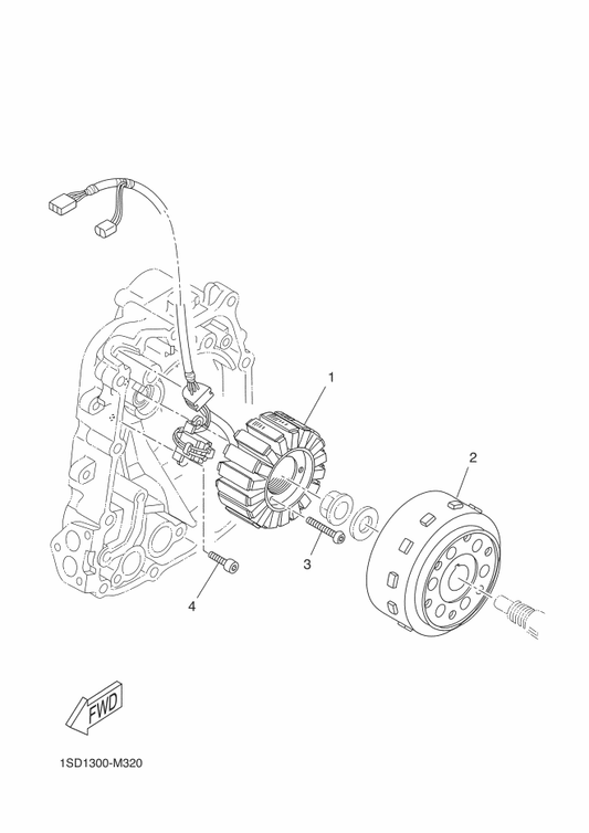 Yamaha 1SD-H1450-00 Rotor Assy — shown on the Generator parts diagram