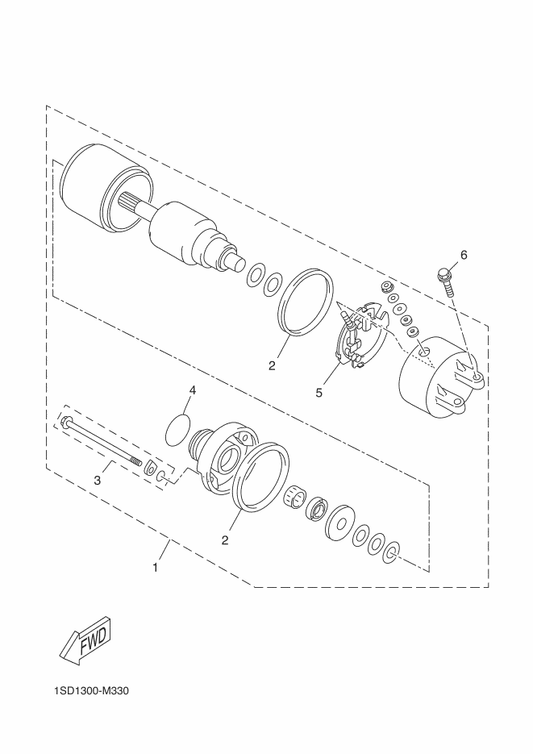 Yamaha 1SD-H1800-00 Starting Motor Assy — shown on the Starting Motor parts diagram