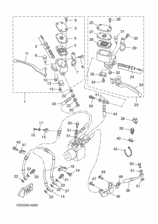 Yamaha 90464-18X00 Clamp — shown on the Front Master Cylinder parts diagram
