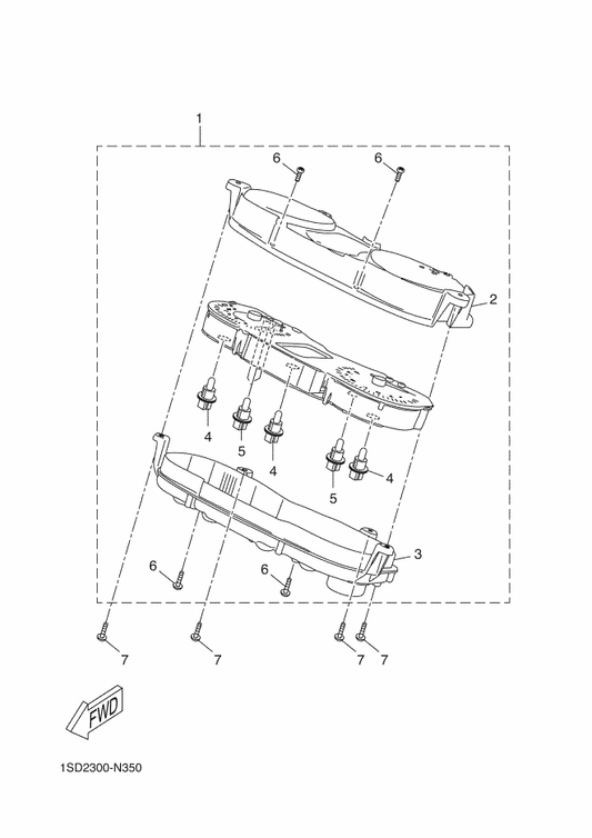 Yamaha 1SD-H3500-10 Meter Assy — shown on the Meter parts diagram