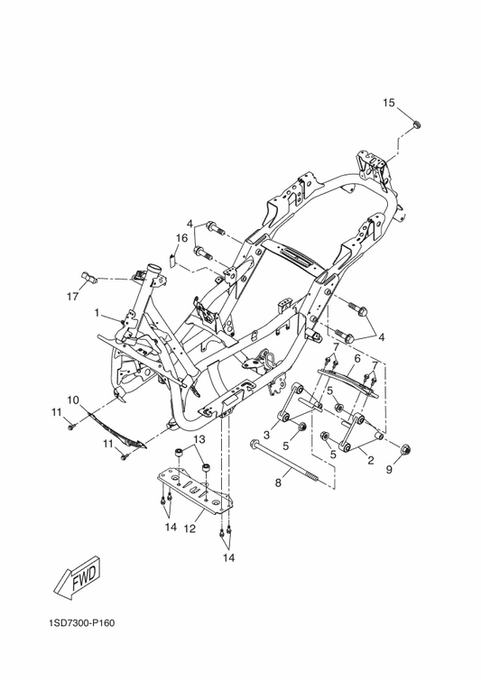 Yamaha 1SD-F1110-30 Frame Comp. — shown on the Frame parts diagram