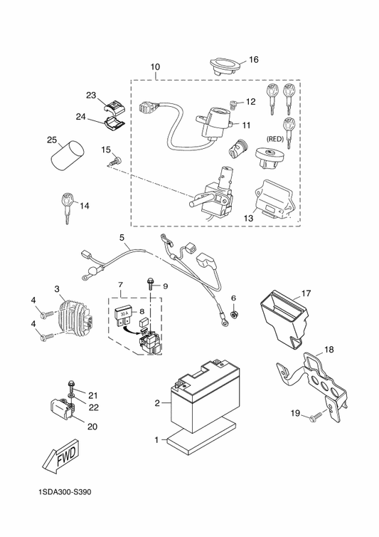 Yamaha 1SD-H252U-00 Cover — shown on the Electrical 1 parts diagram