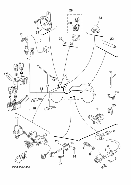 Yamaha 1SD-H2590-50 Wire Harness Assy — shown on the Electrical 2 parts diagram