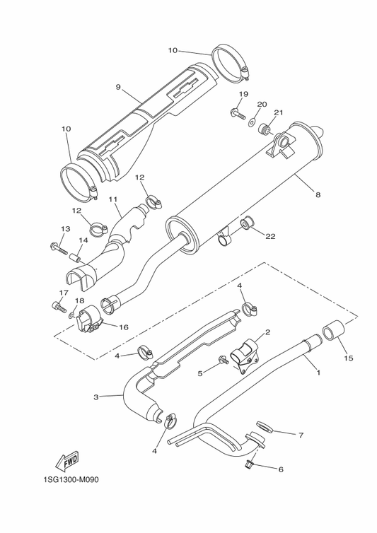 Yamaha 1SG-E4737-00 Damper, Muffler — shown on the Exhaust parts diagram