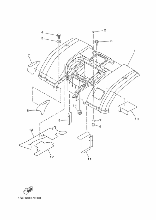 Yamaha 90338-09801 Plug — shown on the Rear Fender parts diagram