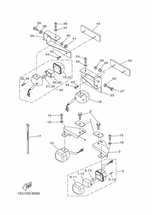 Yamaha 90183-04X00 . Nut, Spring — shown on the Flasher Light parts diagram