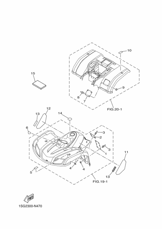 Yamaha 1NS-F1782-00 Emblem 2 — shown on the Emblem & Label 1 parts diagram