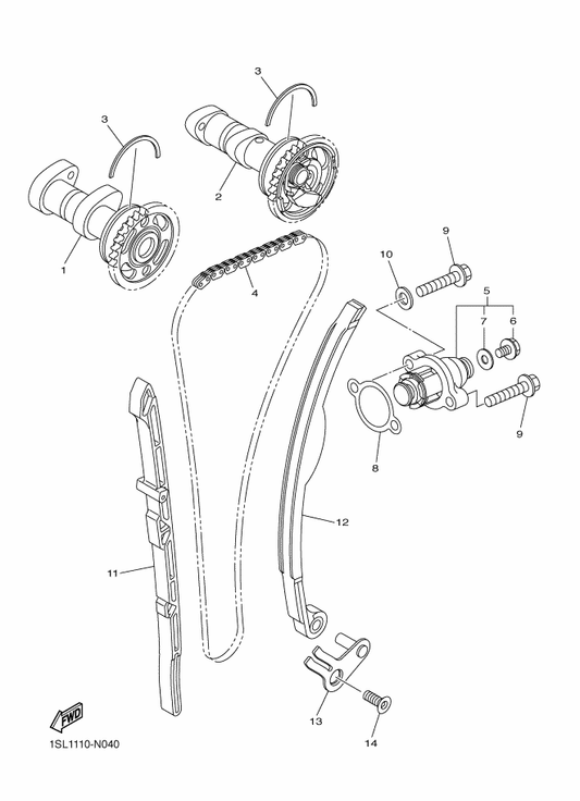 Yamaha 94591-57122 Chain — shown on the Camshaft & Chain parts diagram