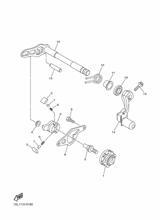 Yamaha 1SM-18110-00 Shift Pedal Assy — shown on the Shift Shaft parts diagram