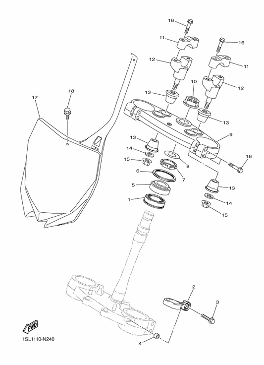 Yamaha 90201-28020 Washer, Plate — shown on the Steering parts diagram