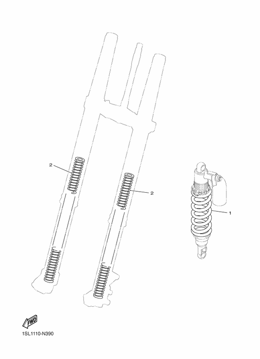 Yamaha 2GB-23141-C0 Spring, Front Fork (K=4.3N/Mm) — shown on the Alternate For Chassis parts diagram