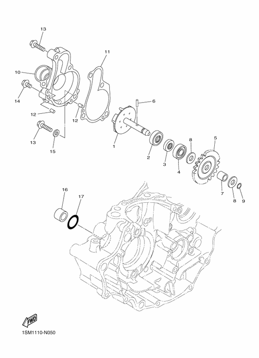 Yamaha 93102-08004 Oil Seal — shown on the Water Pump parts diagram