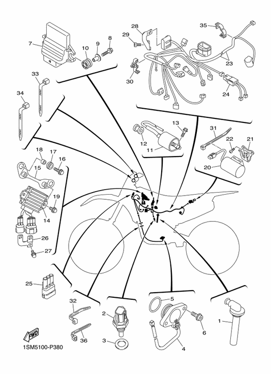 Yamaha 33D-82370-00 Plug Cap Assy — shown on the Electrical 1 parts diagram
