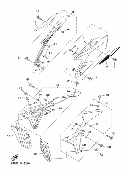 Yamaha 1SL-2172A-00 Panel 1 — shown on the Side Cover parts diagram