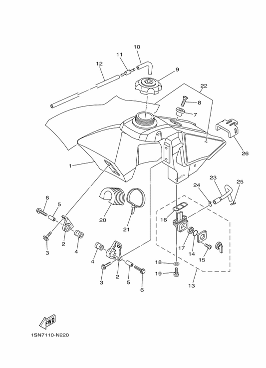 Yamaha 1SN-24240-20 Graphic Set — shown on the Fuel Tank parts diagram