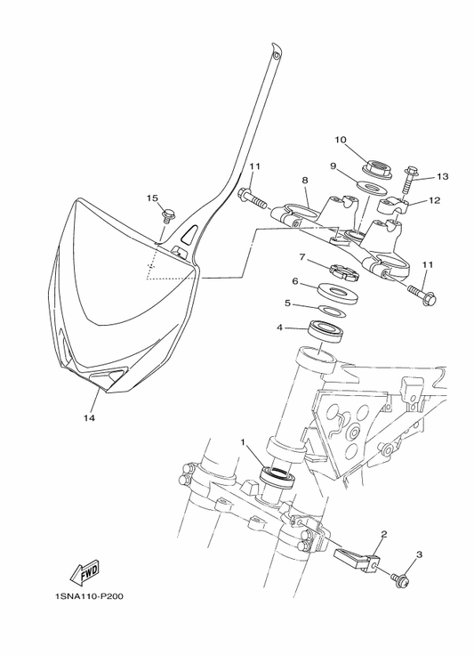 Yamaha 1SN-23441-00 Holder, Handle Upper — shown on the Steering parts diagram