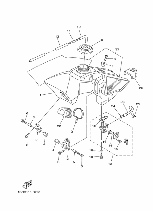 Yamaha 1SN-24240-40 Graphic Set — shown on the Fuel Tank parts diagram