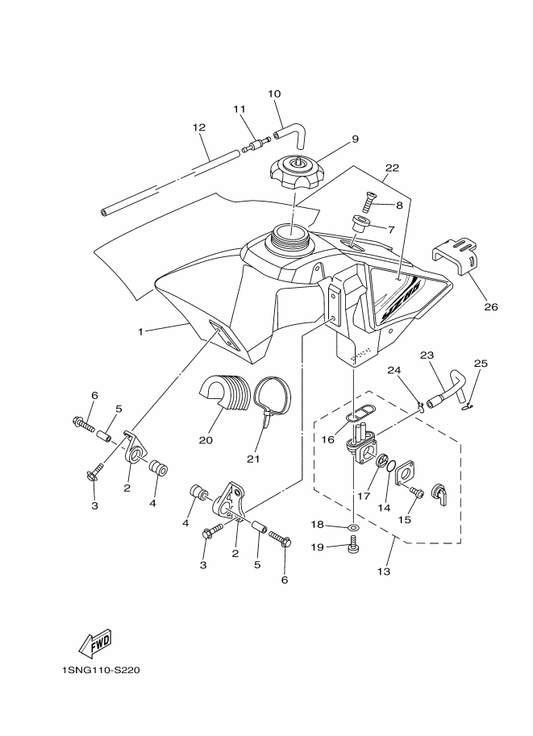Yamaha 1SN-24240-50 Graphic Set — shown on the Fuel Tank parts diagram