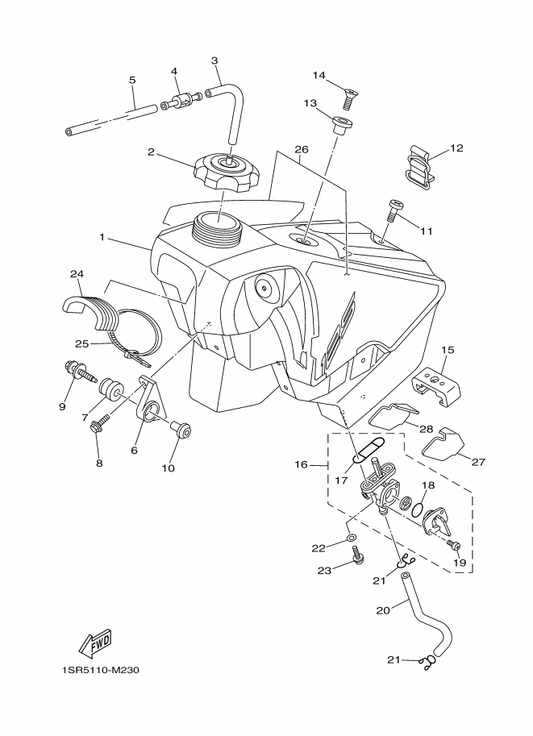Yamaha 1SR-24240-10 Graphic Set — shown on the Fuel Tank parts diagram