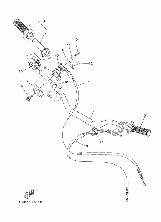 Yamaha 1C3-26335-90 Cable, Clutch — shown on the Steering Handle & Cable parts diagram