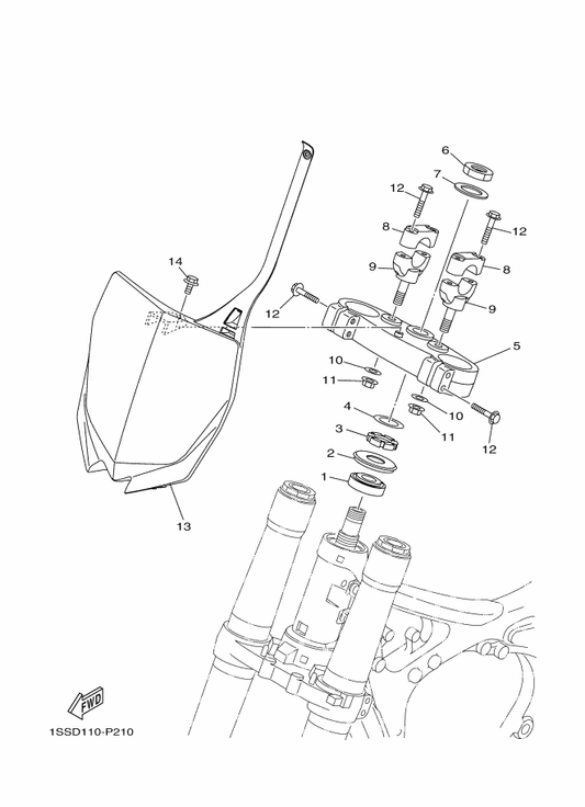 Yamaha 1SS-23435-00 Crown, Handle — shown on the Steering parts diagram