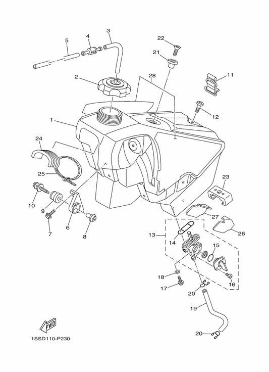 Yamaha 1SR-24240-30 Graphic Set — shown on the Fuel Tank parts diagram