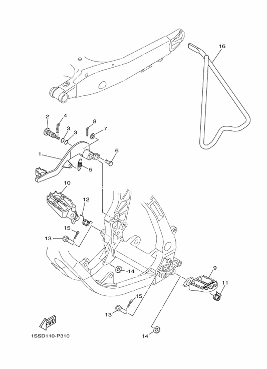 Yamaha 1C3-27311-00 Stand, Side — shown on the Stand & Footrest parts diagram