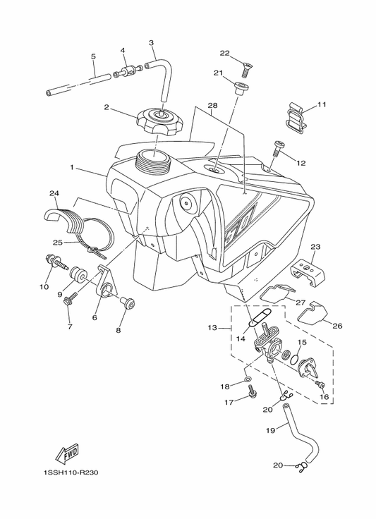 Yamaha 1SS-24240-10 Graphic Set — shown on the Fuel Tank parts diagram