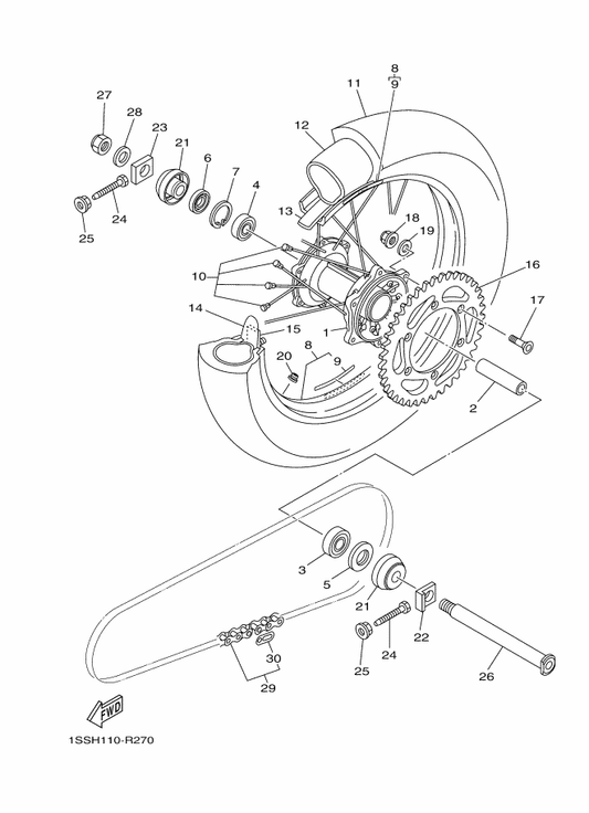 Yamaha 17D-2531B-00 . Emblem, Wheel — shown on the Rear Wheel parts diagram