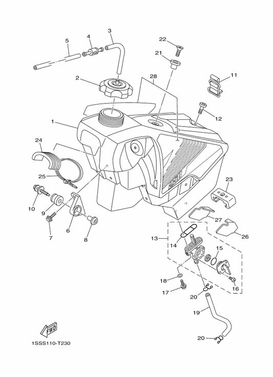 Yamaha 1SS-24240-30 Graphic Set — shown on the Fuel Tank parts diagram