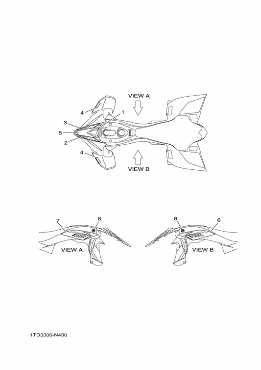 Yamaha 1TD-F1781-00 Emblem 1 — shown on the Graphics parts diagram