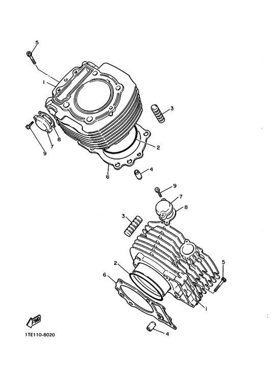 Yamaha 3EG-11351-01 Gasket, Cylinder — shown on the Cylinder parts diagram