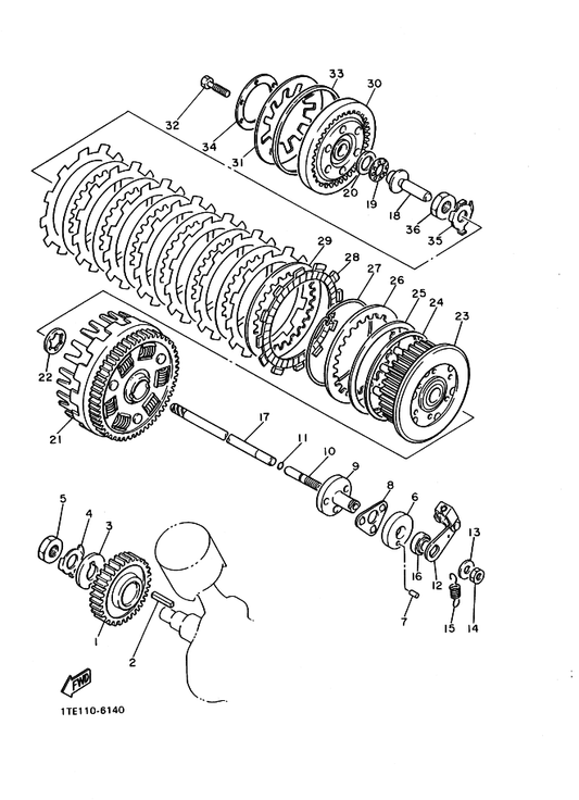 Yamaha 90201-154E9 Washer, Plate — shown on the Clutch parts diagram
