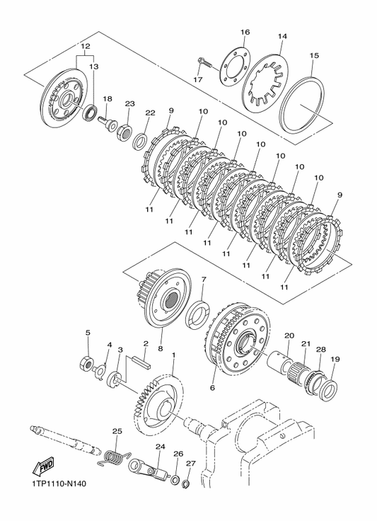 Yamaha 3D8-16371-00 Boss, Clutch — shown on the Clutch parts diagram