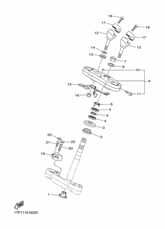 Yamaha 1TP-23389-00 Guide, Cable — shown on the Steering parts diagram
