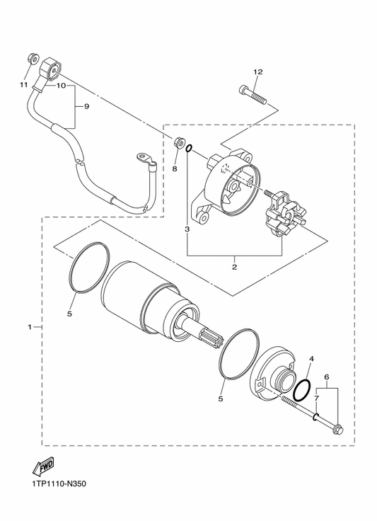 Yamaha 1TP-81815-00 Cord, Starter Motor — shown on the Starting Motor parts diagram