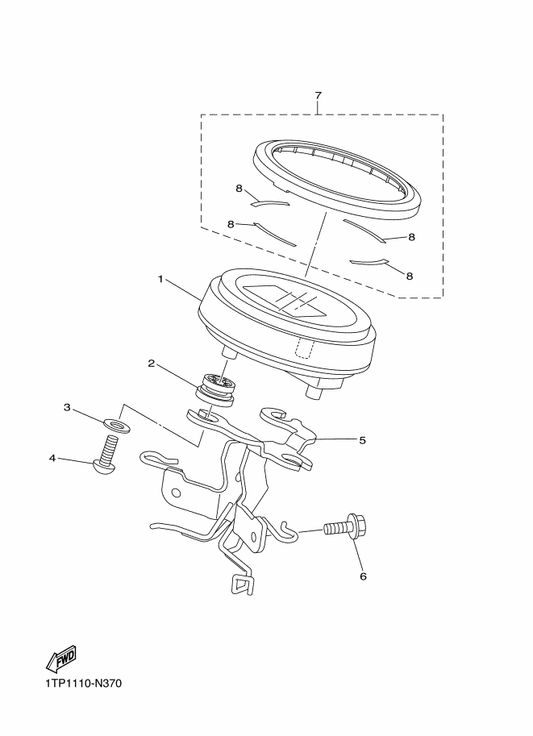Yamaha 90105-06136 Bolt, Flange — shown on the Meter parts diagram
