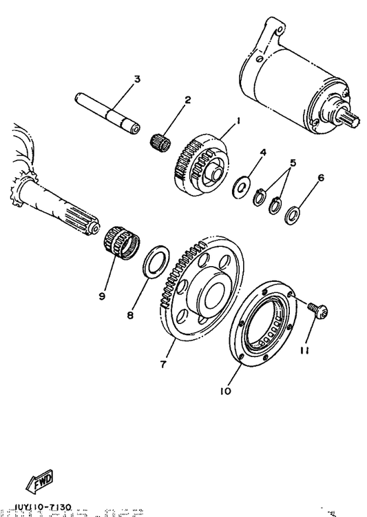 Yamaha 1UY-15512-00 Gear, Idler 1 — shown on the Starter Clutch parts diagram