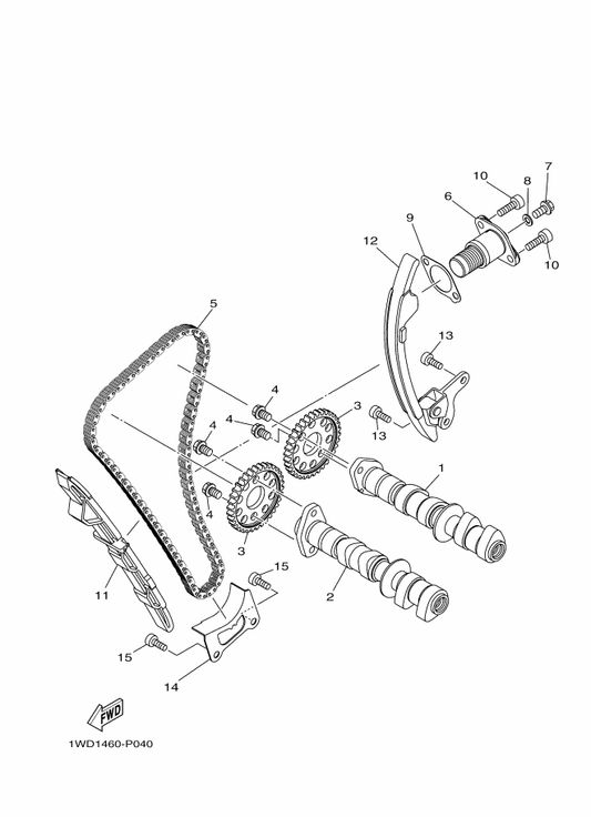 Yamaha BR5-E2180-00 Camshaft Assy 2 — shown on the Camshaft & Chain parts diagram