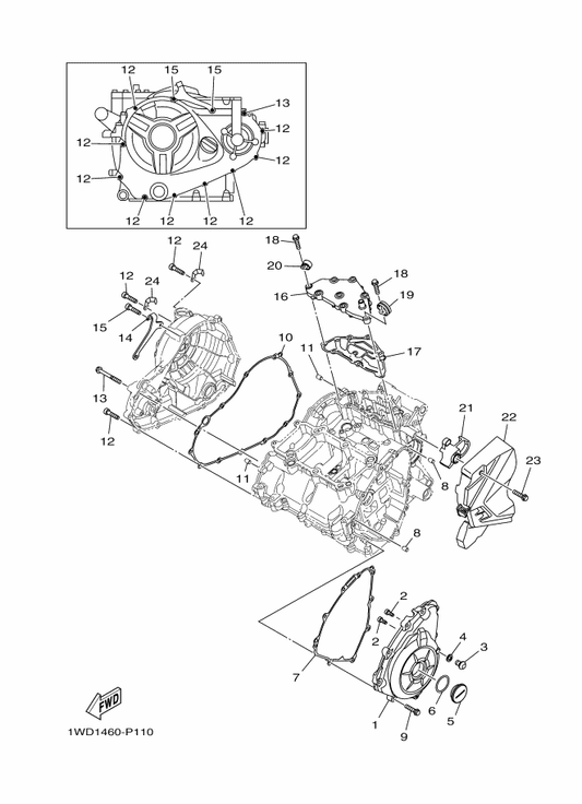 Yamaha BS7-E5377-00 Guide, Inlet — shown on the Crankcase Cover 1 parts diagram