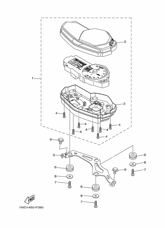 Yamaha 1WD-H3519-00 Bracket, Meter — shown on the Meter parts diagram