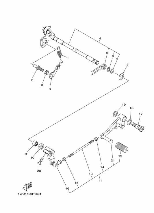 Yamaha 1WD-E8127-00 Stopper, Screw — shown on the Shift Shaft parts diagram