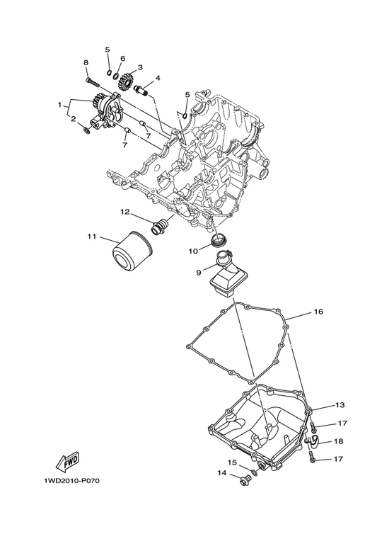 Yamaha 1WD-E3414-00 Gasket, Strainer Cover — shown on the Oil Pump parts diagram